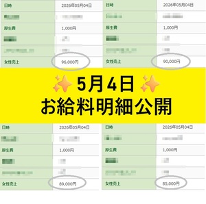✨5/4出勤キャストさんのお給料公開✨