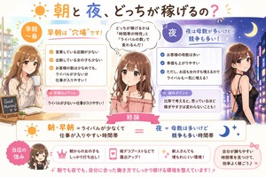 🌞朝と🌙夜、どっちが稼げるの？