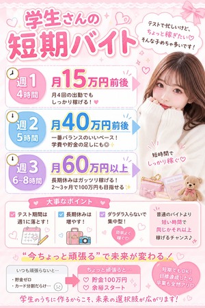 学生さん向け☆短期バイト☆週1〜でもOK！
