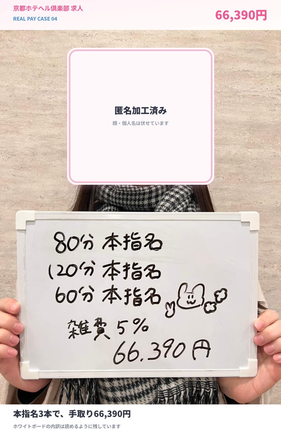 本指名3本で66,390円の日の給与公開写真