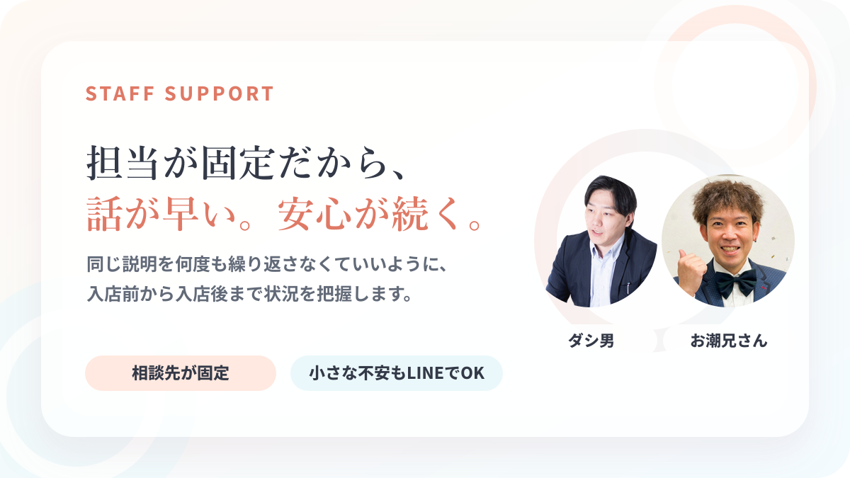 担当スタッフが固定だから安心が続くスタッフコメント