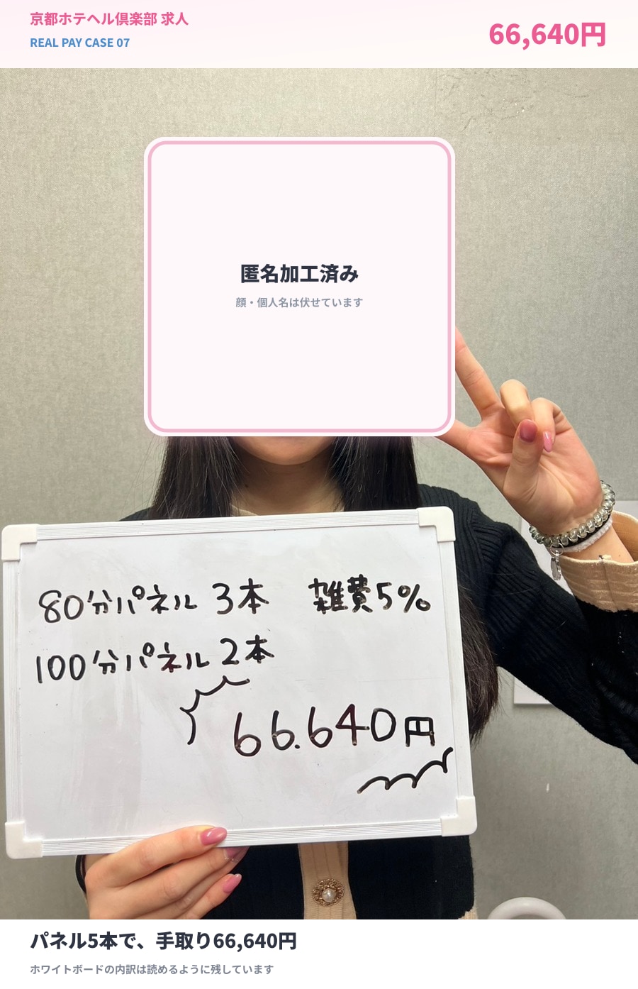 パネル5本で66,640円の日の給与公開写真